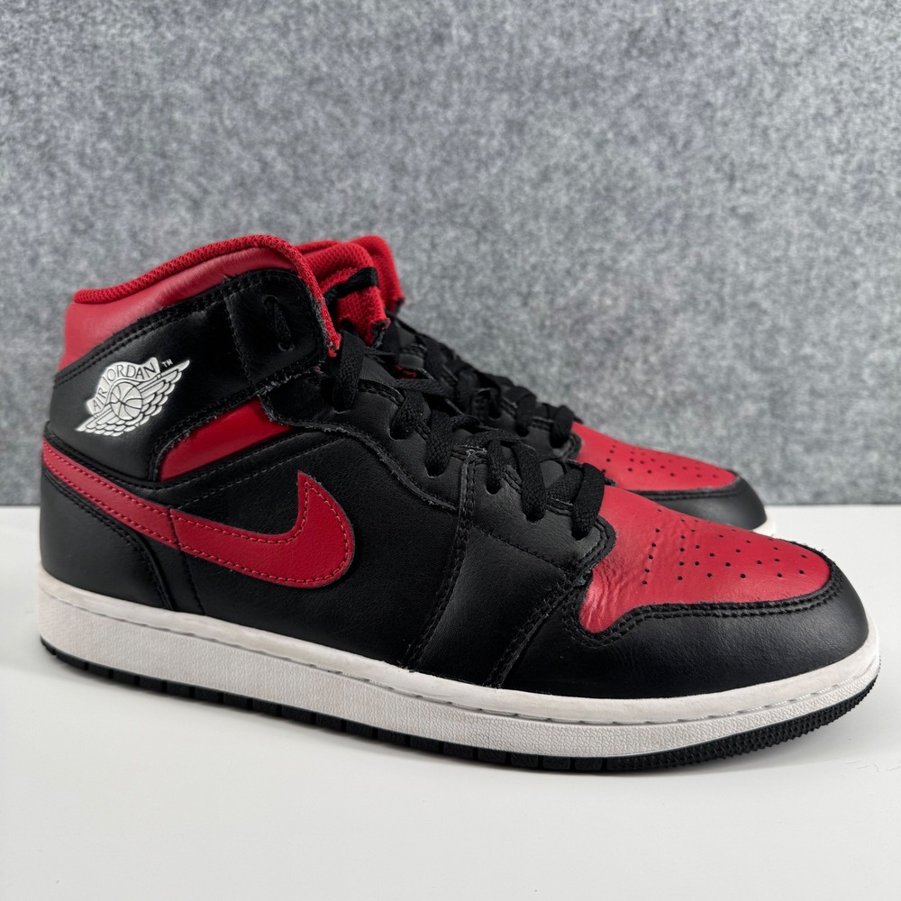 Jordan Air Jordan 1 Mid Mens 8.5 Black Red Bred DQ8426-067 Basketball Shoes